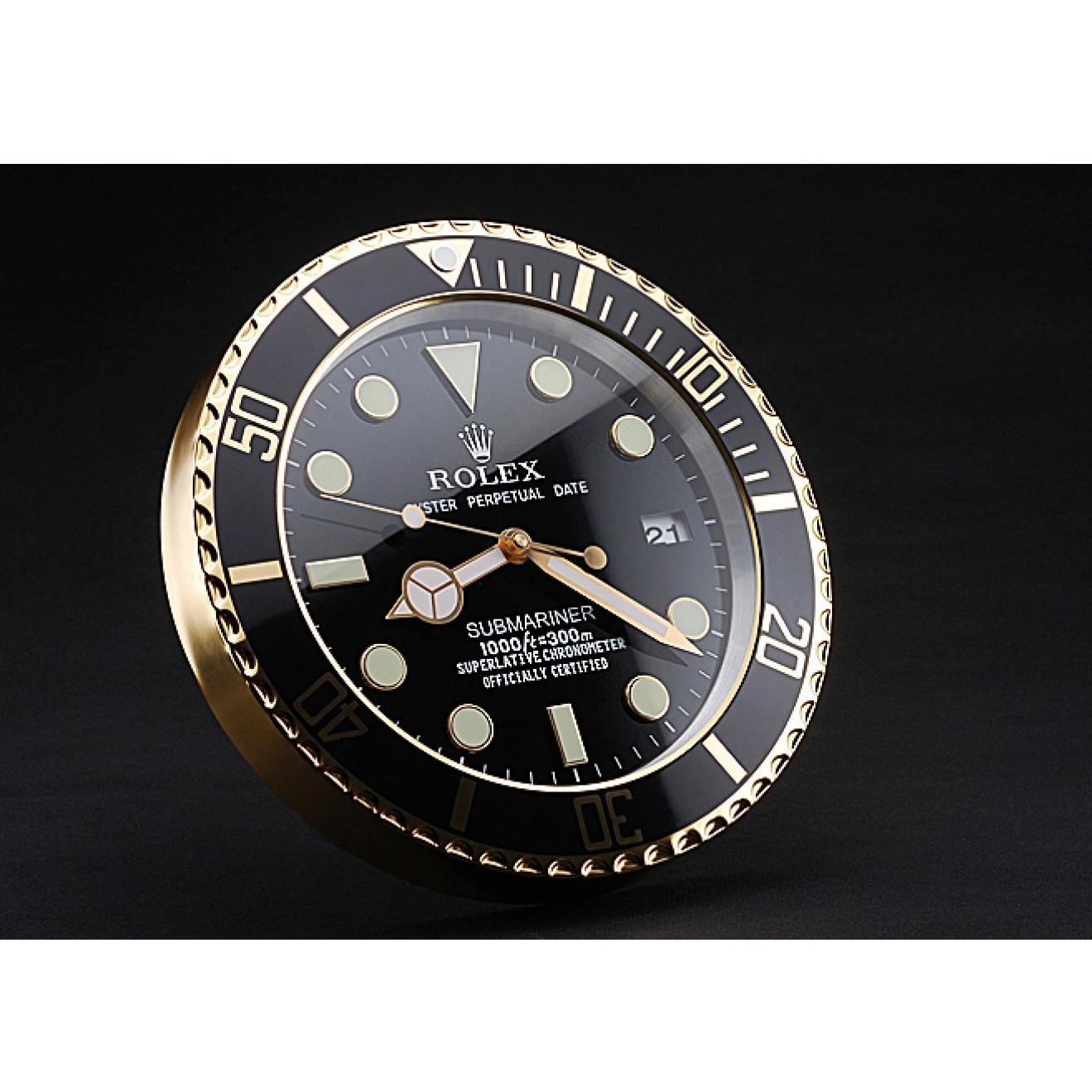 AAA replica watch 622476 Rolex Submariner Black-Gold Wall Clock 0817